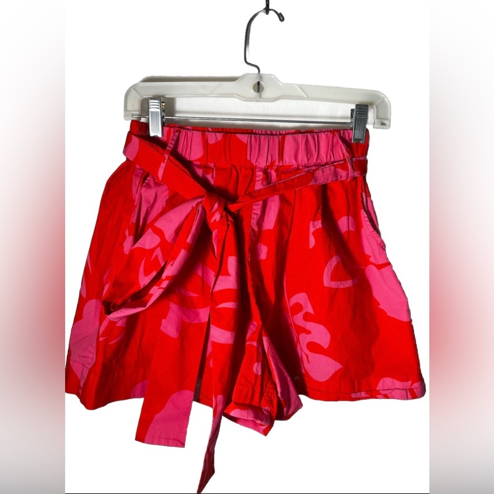 STAUD Sage Hibiscus-Print Cotton-Blend Poplin Shorts Size 2 - Picture 6 of 9